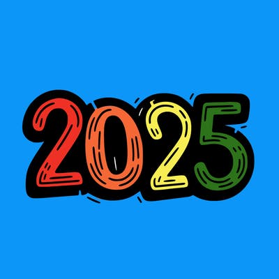 one line scrawled numbers sketch design “2025”