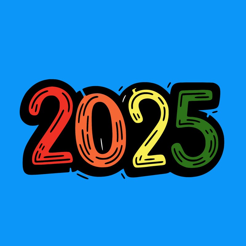 one line scrawled numbers sketch design “2025”