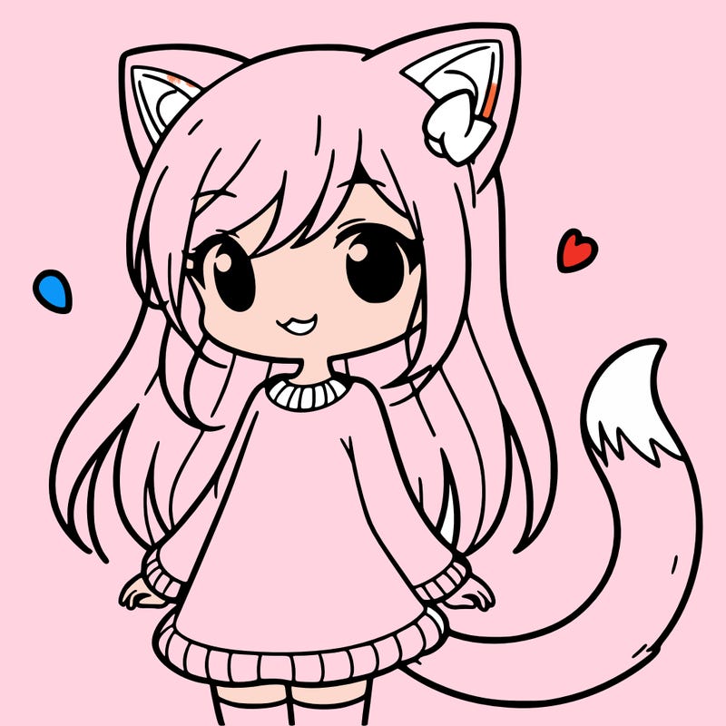 girl with cat ears and tail