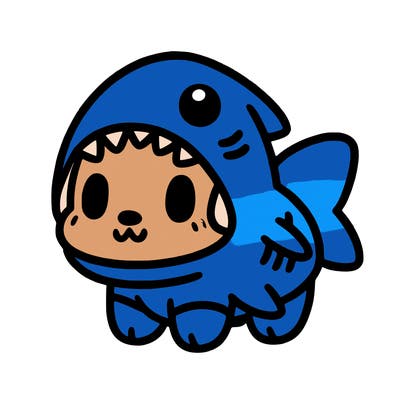 cute dog wearing a shark costume