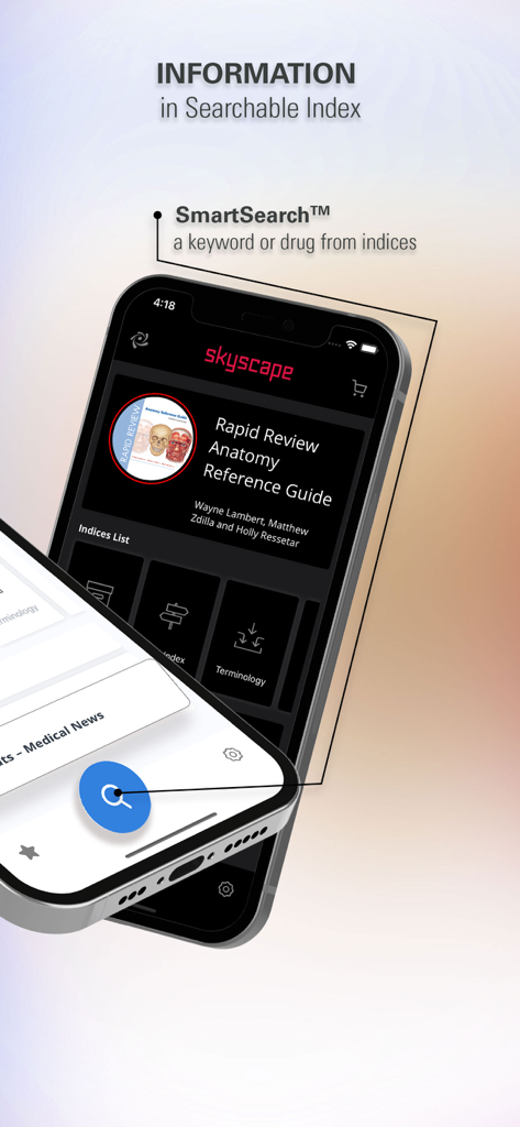 Rapid Review Anatomy Guide - Rapid Review Anatomy Guide mobile app interface showing the SmartSearch feature and searchable index