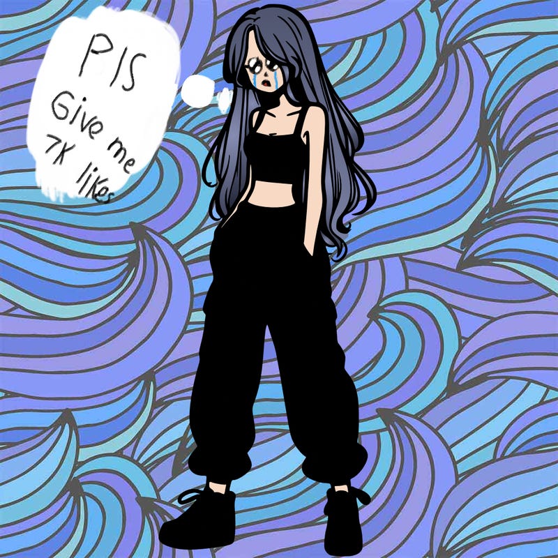 girl in baggy pants crop top and long hair