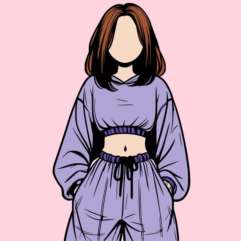 realistic girl faceless with baggy pants and a crop top