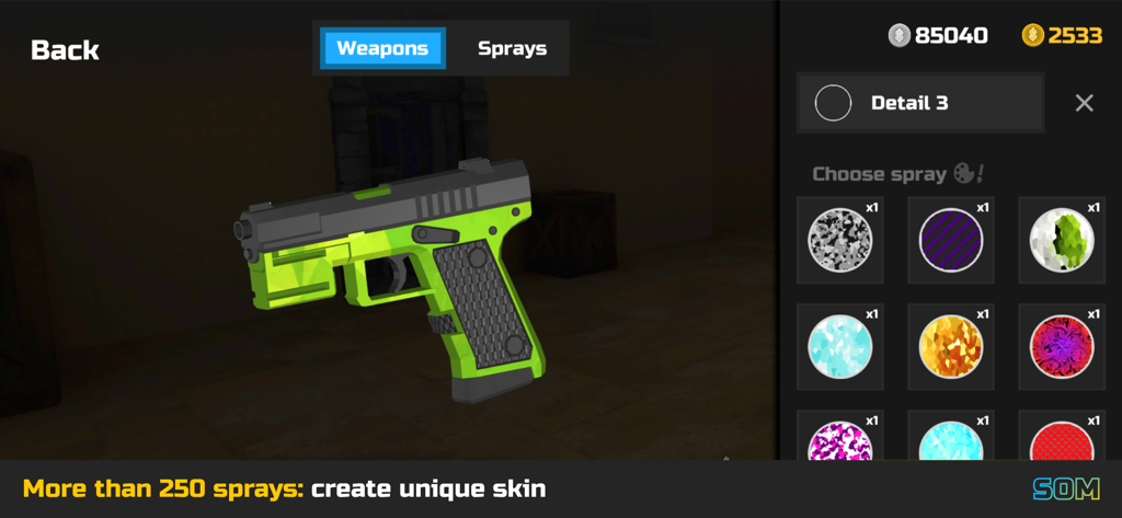 SOM: StrikeOut Multiplayer - Personalizando una pistola en el menú creador de skins de SOM StrikeOut Multiplayer