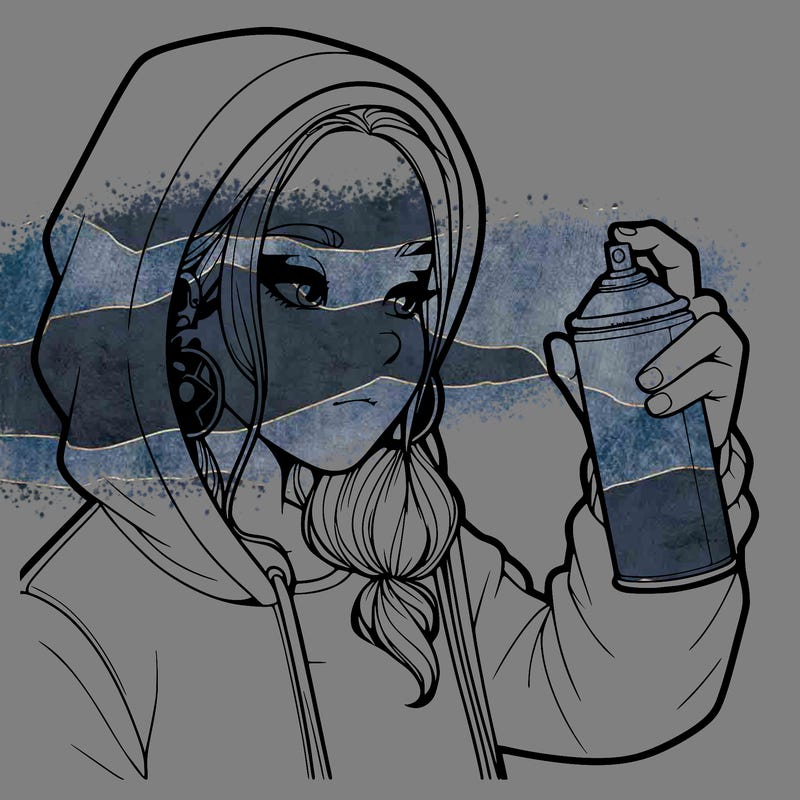 a realistic girl, spray painting