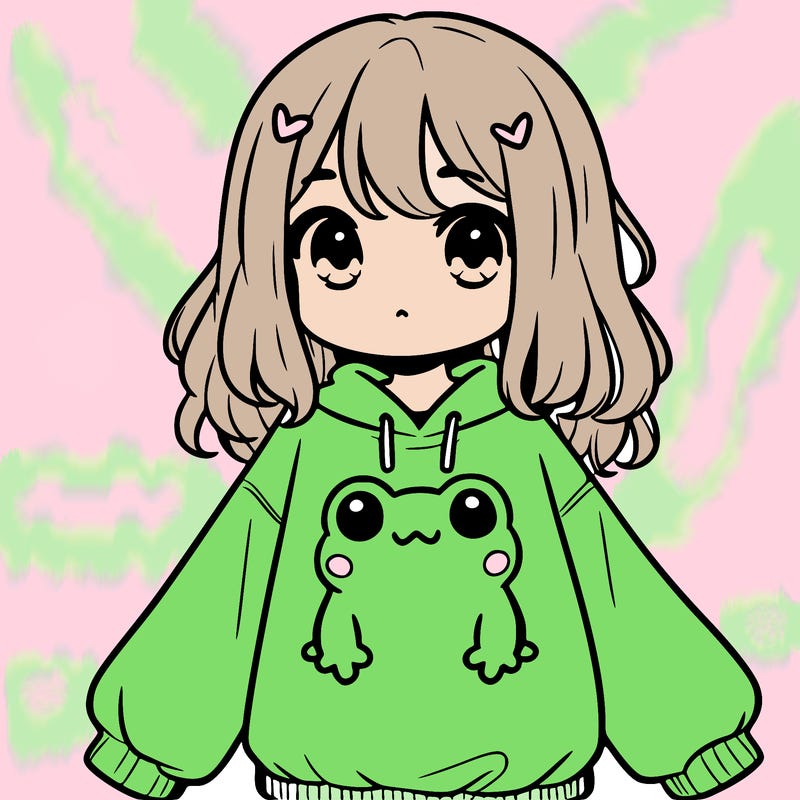 girl wearing frogging sweatshirt