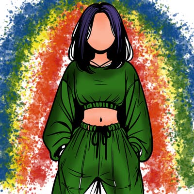 realistic girl faceless with baggy pants and a crop top