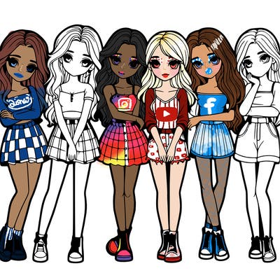 a group of girls realistic