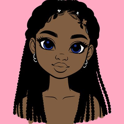 a realistic black girl with braids