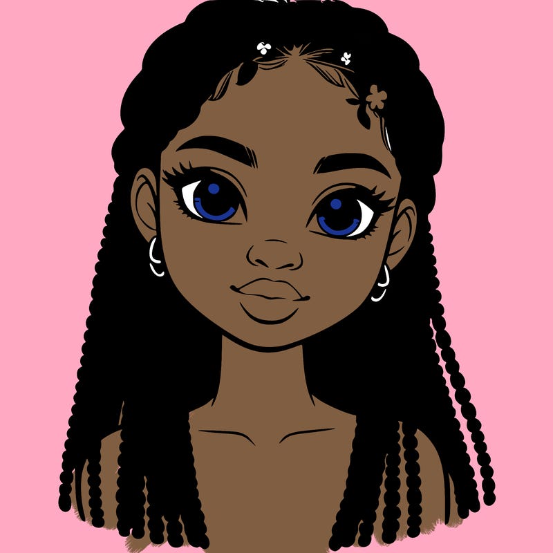 a realistic black girl with braids