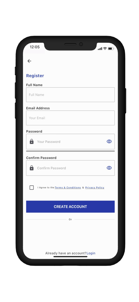 Ganat E-Clinic: Health Workers - Registration screen for healthcare professionals on the Ganat E-Clinic app