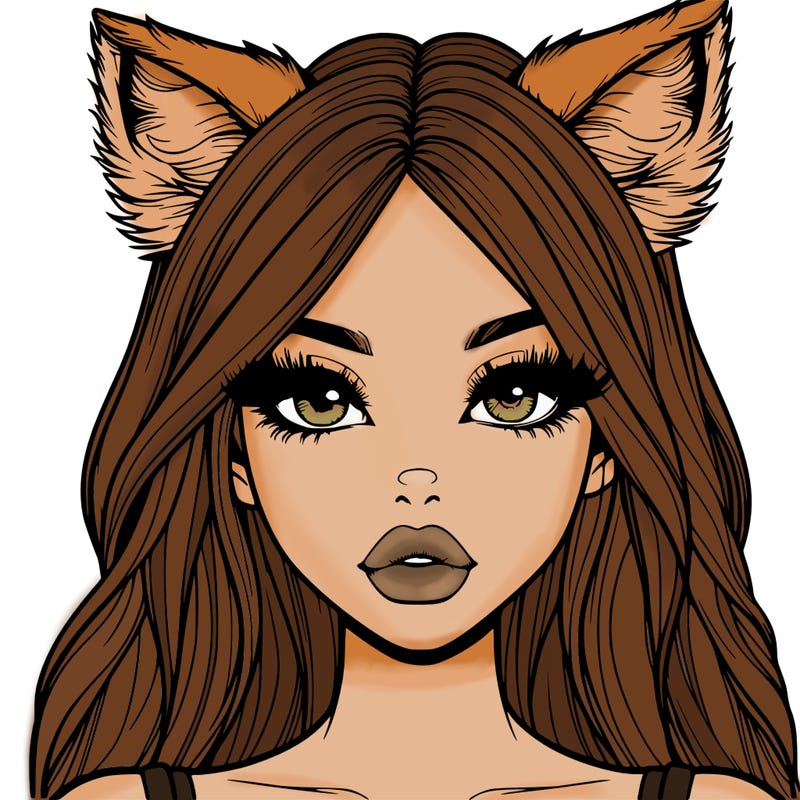 realistic girl with fox ears and realistic lips