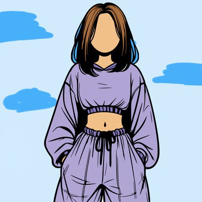 realistic girl faceless with baggy pants and a crop top