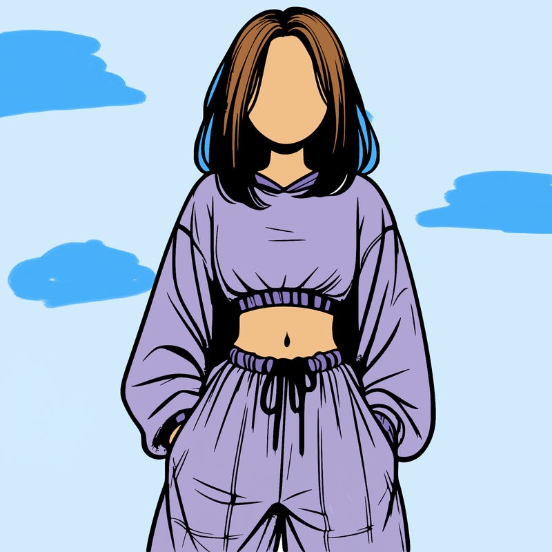 realistic girl faceless with baggy pants and a crop top