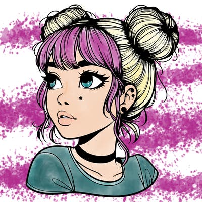realistic girl with spacebuns