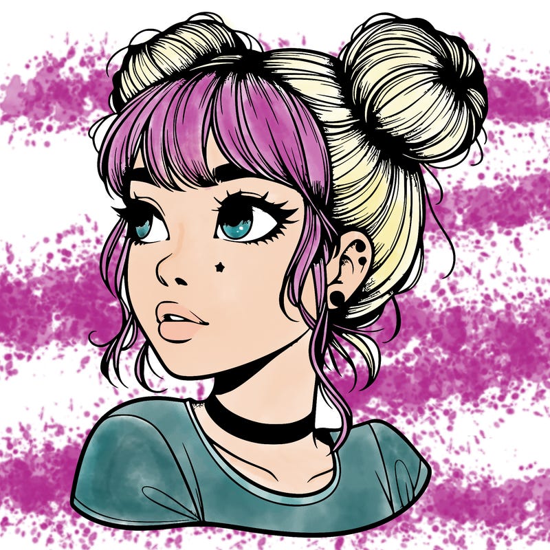 realistic girl with spacebuns