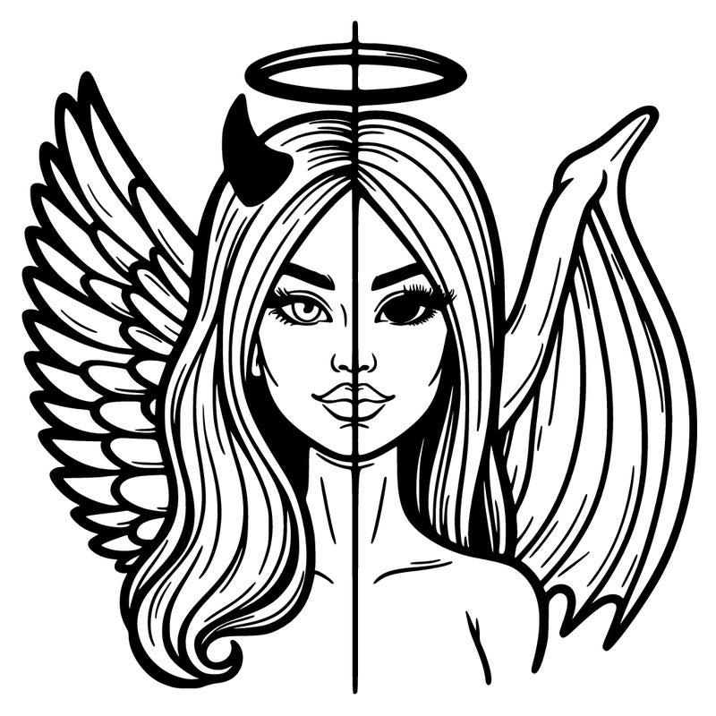 realistic half angel half devil