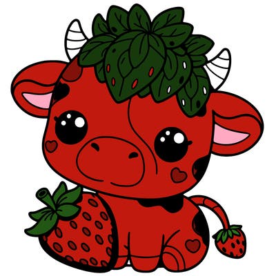 cute strawberry cow