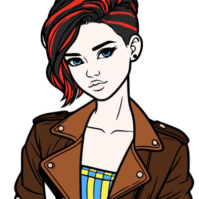 woman with leather jacket and undercut
