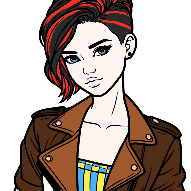 woman with leather jacket and undercut
