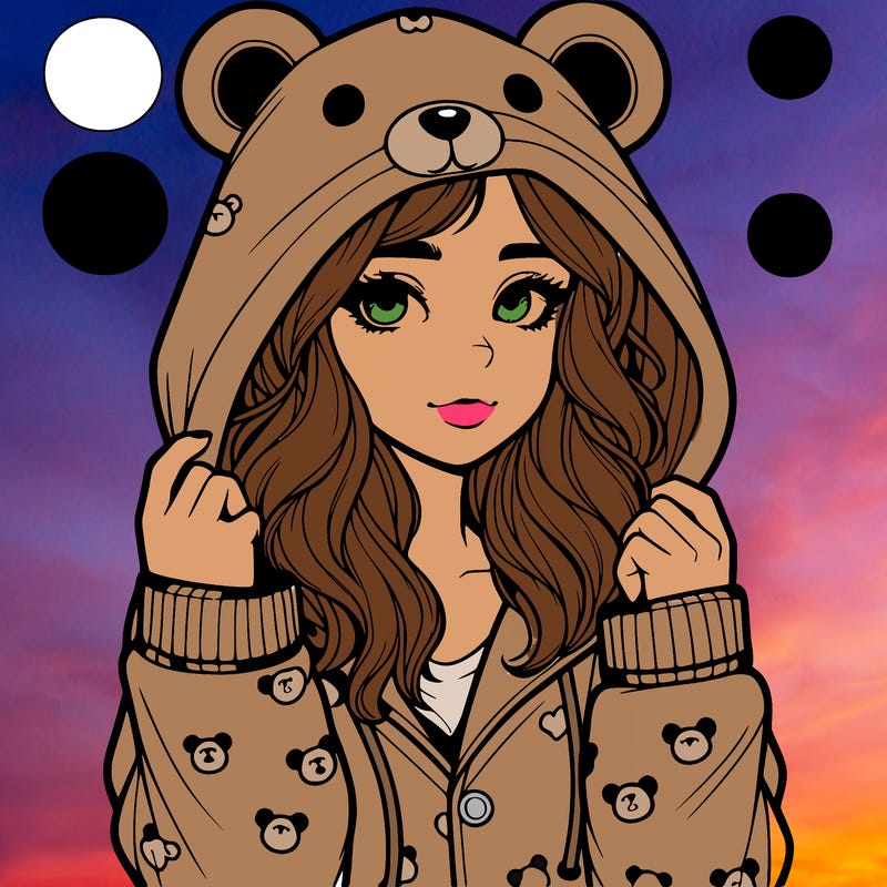 realistic girl in a animal pjs hoodie