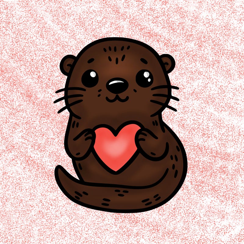 otter with a heart