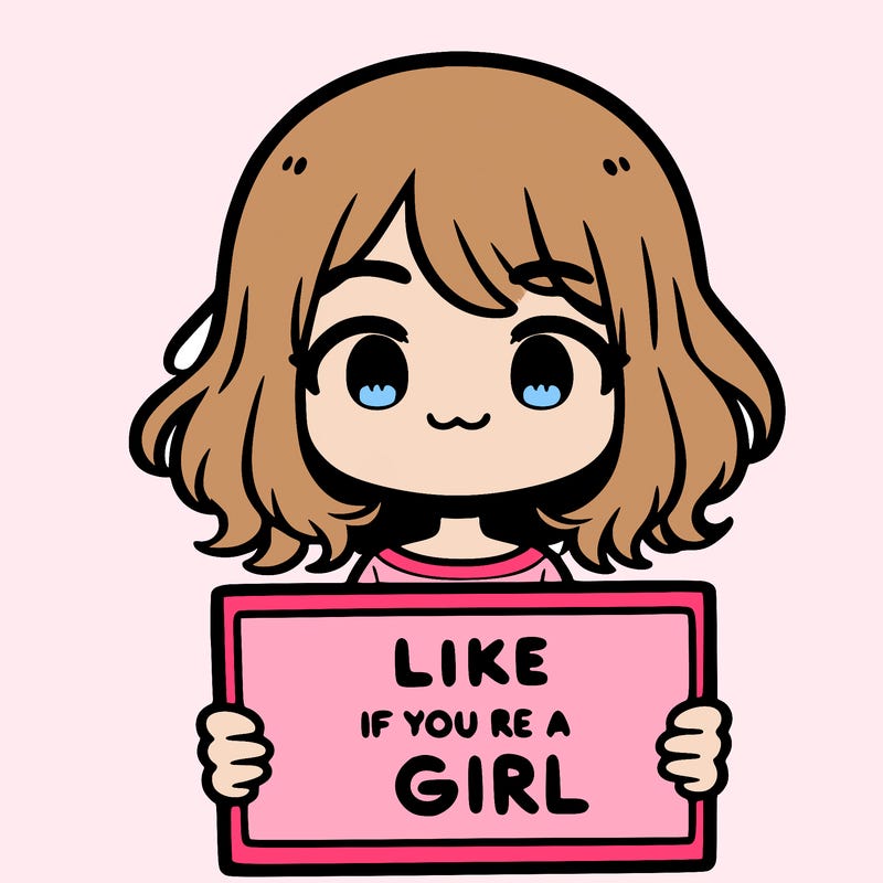 a cute girl holding a sign that says like if you’re a girl