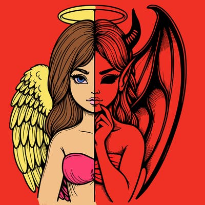 realistic angel half demon