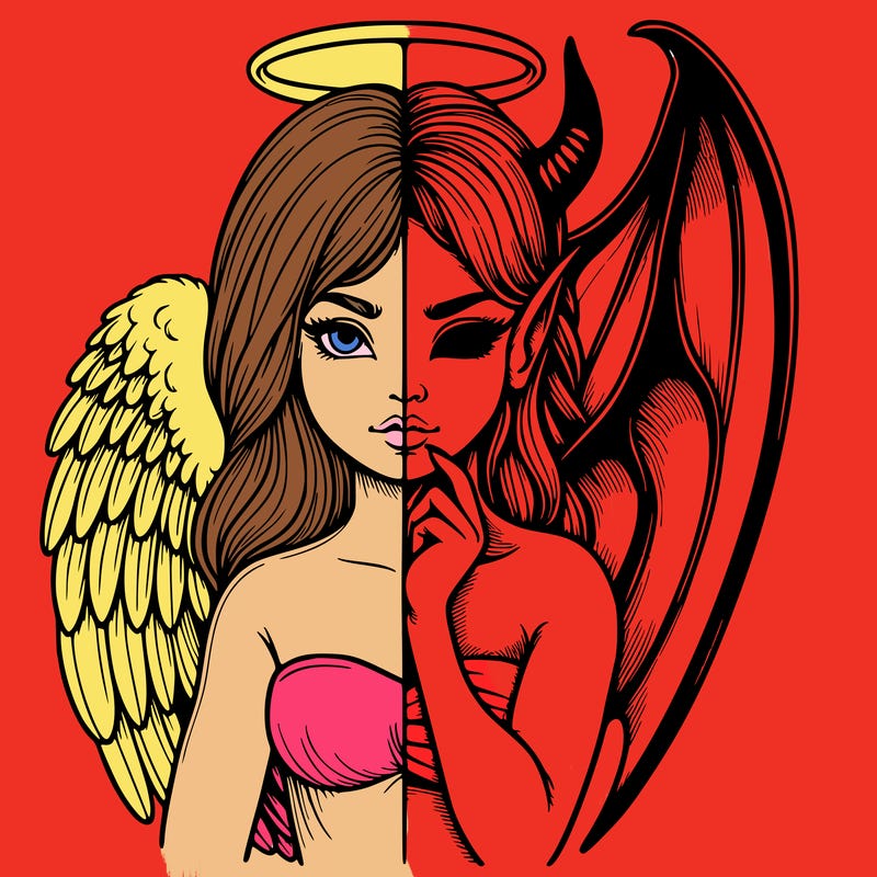 realistic angel half demon