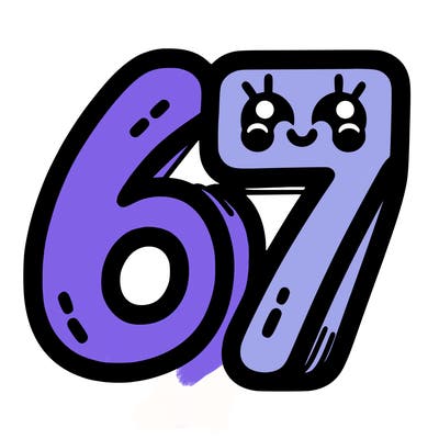 the numbers 67
