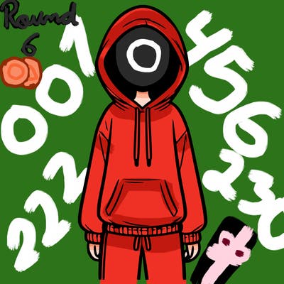 faceless girl in a tracksuit with a hood on and no hair