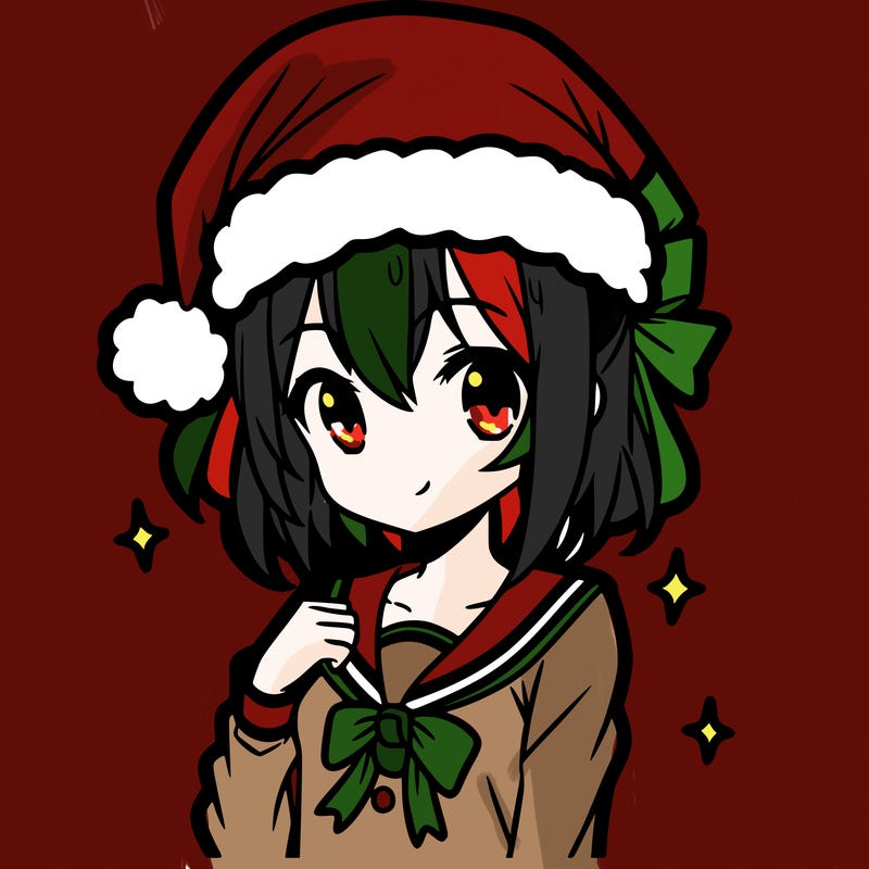 anime girl wearing a santa hat