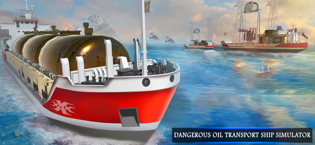 Cruise Ship Simulator Big Boat - Un gran buque cisterna de petróleo rojo y blanco navegando por el océano en un juego simulador