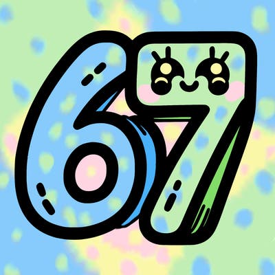 the numbers 67