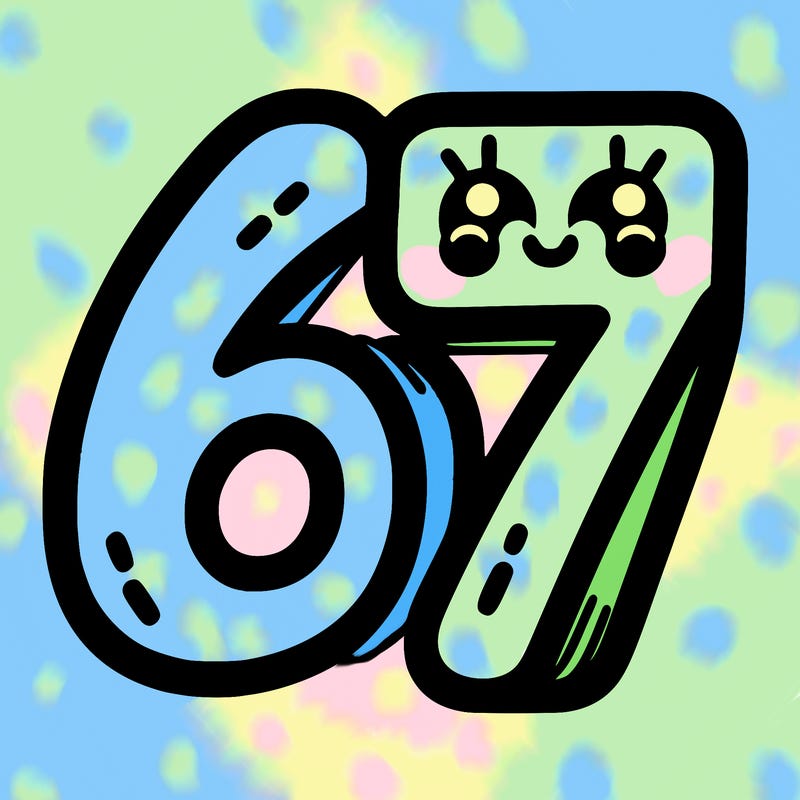 the numbers 67
