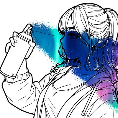 a realistic girl spray, painting