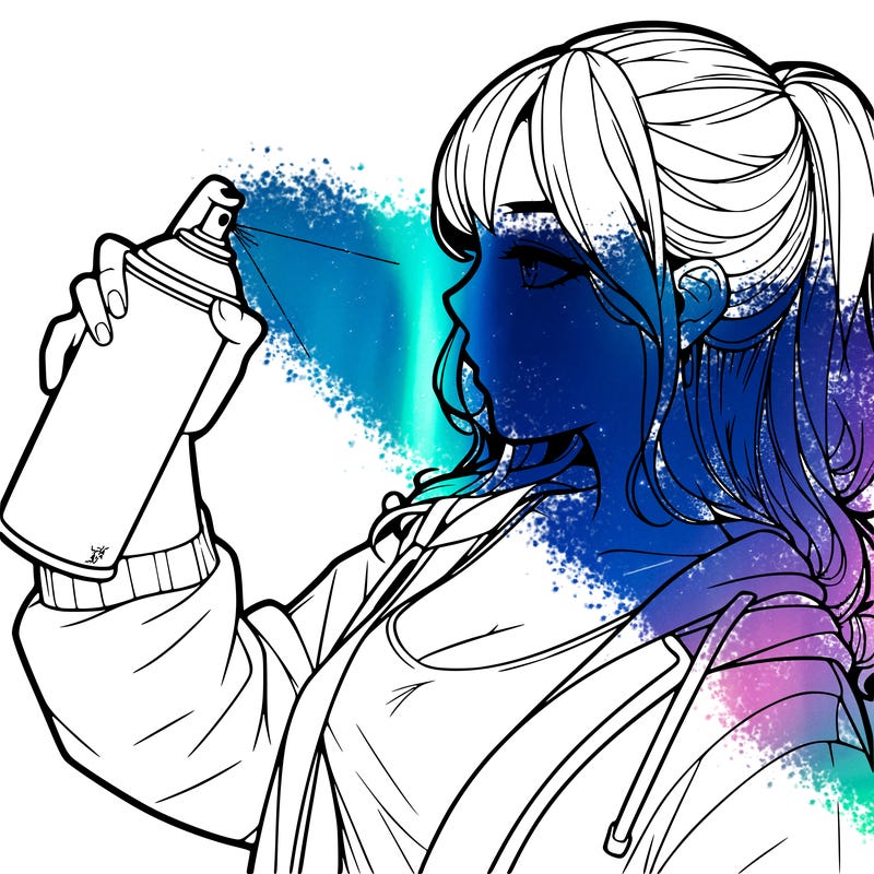 a realistic girl spray, painting