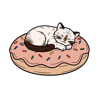 a cat on a donut bed