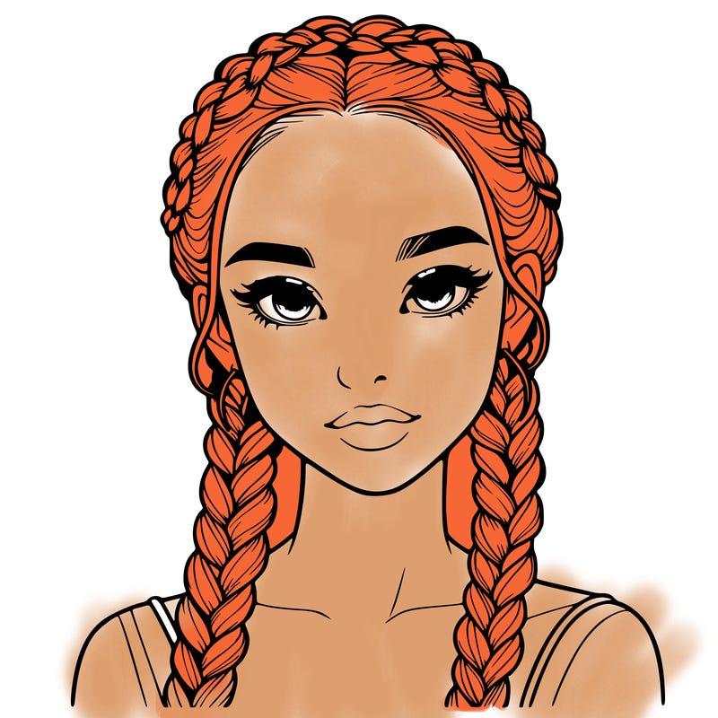 realistic girl with braids
