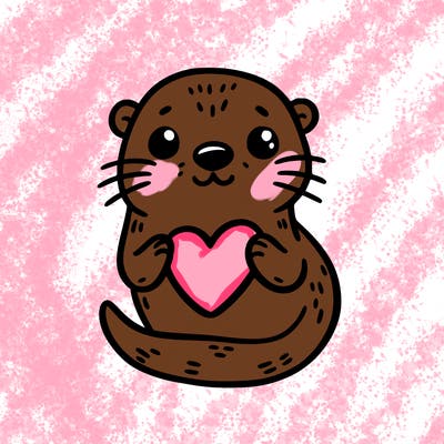 otter with a heart