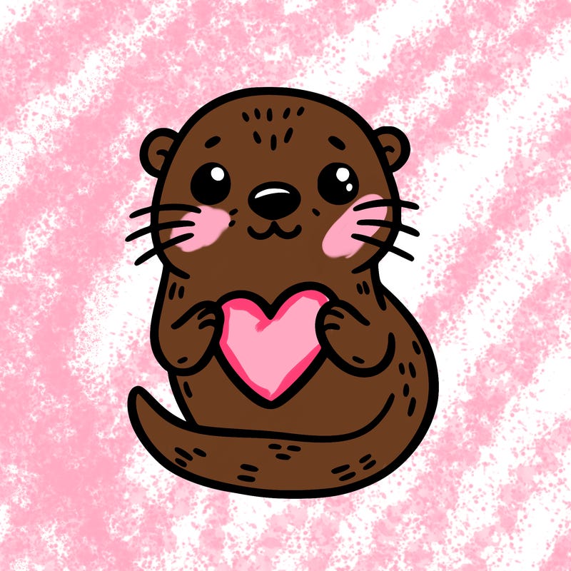 otter with a heart