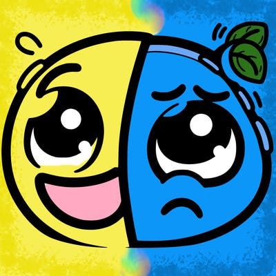 happy emoji and sad emoji in one picture