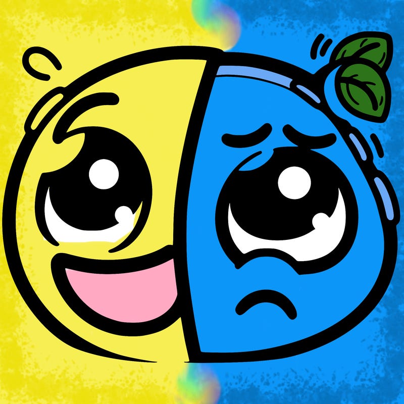 happy emoji and sad emoji in one picture