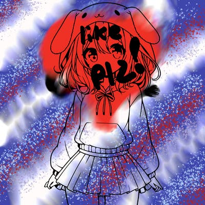 pretty anime girl wearing a fluffy hoodie with bunny ears on the hood and a skirt