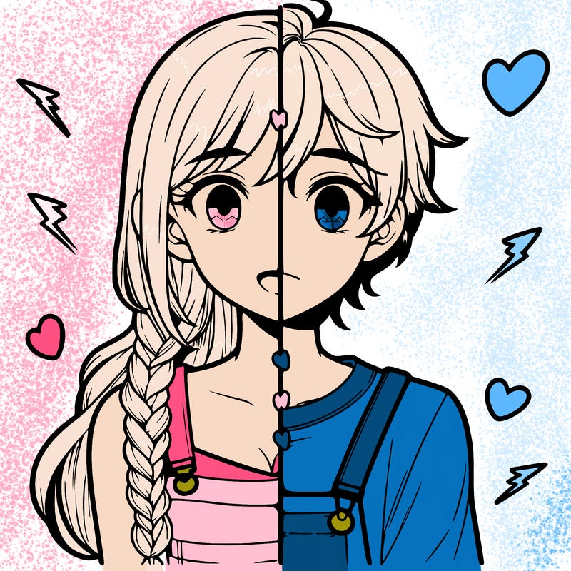 realistic girl boy split