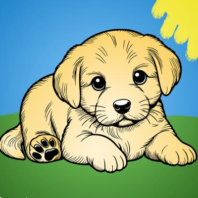 a cute realistic puppy