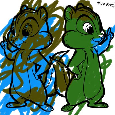 two tamias standing up split realistic