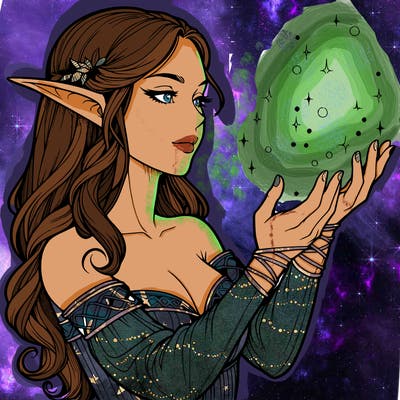 realistic elf girl doing magic