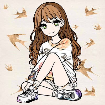 girl sitting realistic