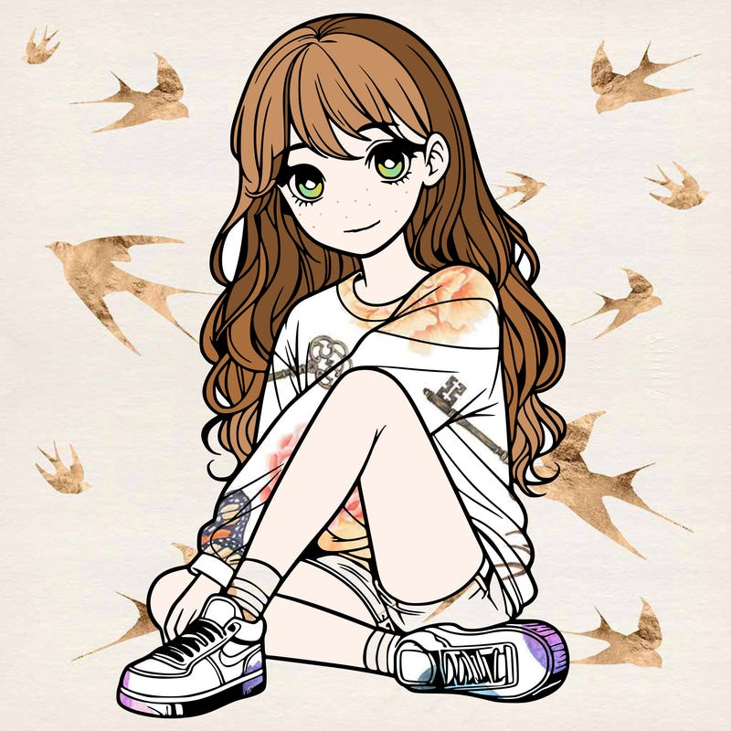 girl sitting realistic